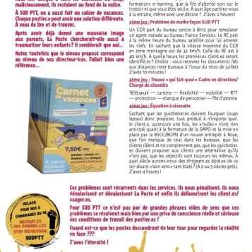 LES CAHIERS DE VACANCES DE SUD PTT !