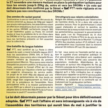 COLIS POSTAL OUTREMER LA LOI EGALiTAIRE EST VOTÉE À L'ASSEMBLÉE