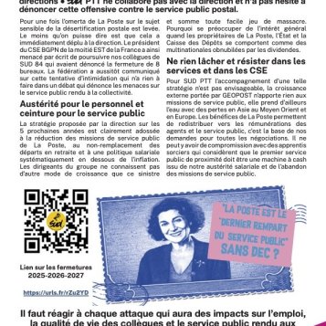 LES FOSSOYEURS DU RÉSEAU POSTAL