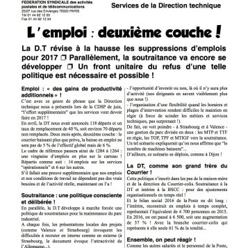 Seconde couche sur l'emploi à la DT 
