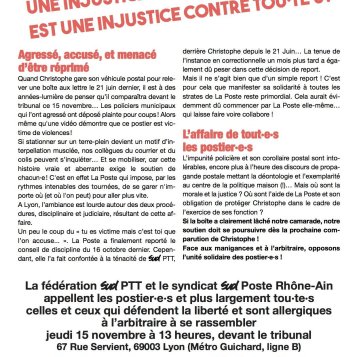 Lyon : une injustice vis a vis d'un seul est une injustice contre tous