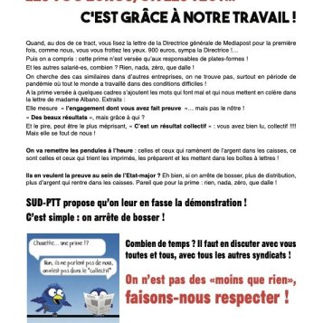 Les 900 euros, on les veut... c'est grâce à notre travail !