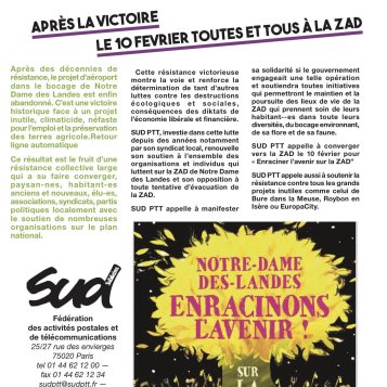 Après la victoire, le 10 février toutes et tous à la ZAD
