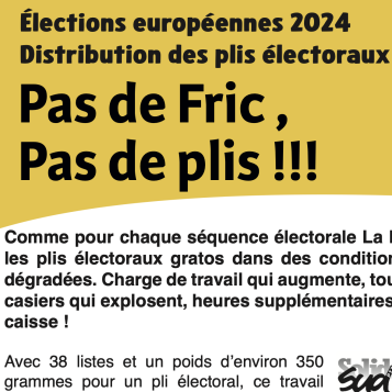 Distribution des plis électoraux : pas de Fric , pas de plis !!!