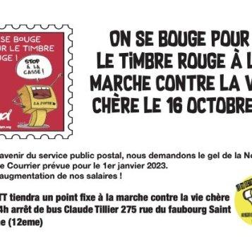 On se bouge pour le timbre rouge à la Marche contre la vie chère le 16 octobre !