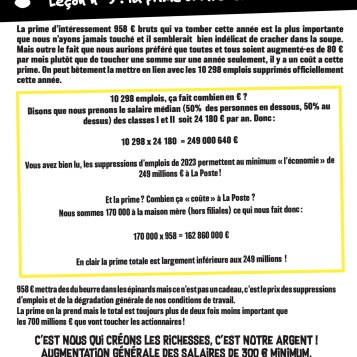 Intéressement à la poste : le prix du sang ?
