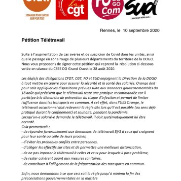 Orange grand ouest : pétition sur le télétravail