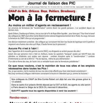 CNAP de Brie, Orléans, Roye, Poitiers, Strasbourg : Non à la fermeture !