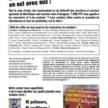 Chlordécone - Ils vont marcher tout le mois d'août... On les soutient, on marchera avec eux, on est avec eux !