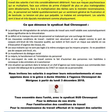 Grève illimité à Chronopost Mérignac