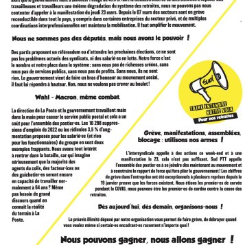 MOUVEMENT RETRAITES : NOUS N'APPELONS PAS AU CALME !