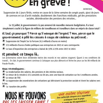 Le 10 septembre : en grève !